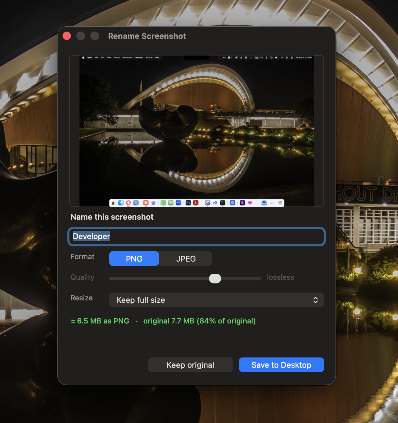 The Screenshot Renamer rename dialog